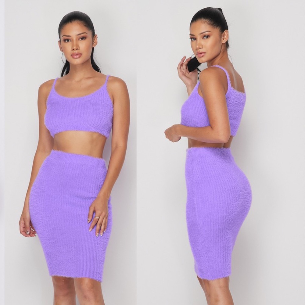 FUZZY KNIT SWEATER SKIRT SET - Picture 3 of 3